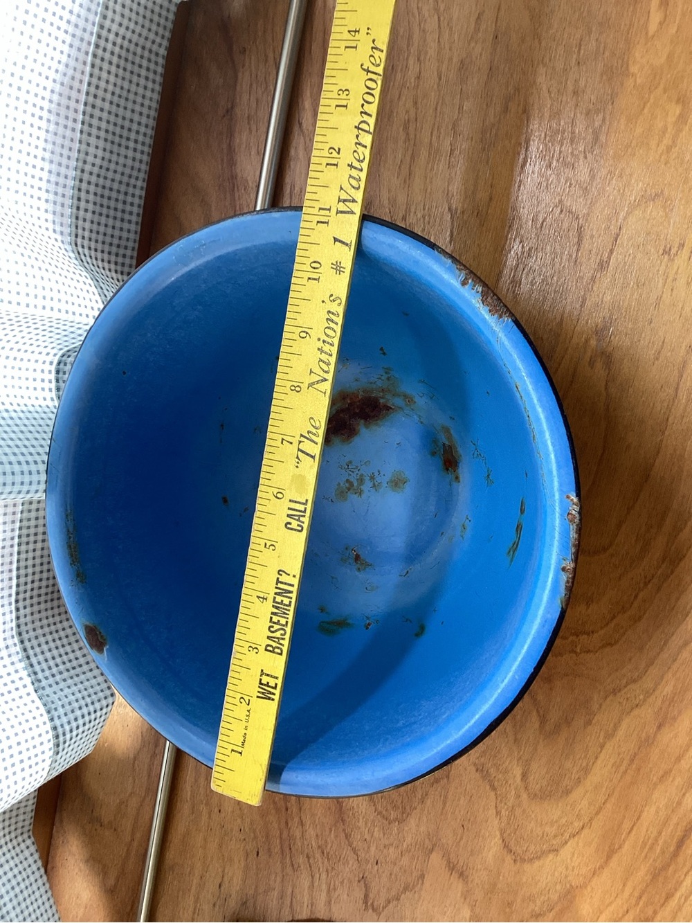 Vintage and unique blue enamelware bowl